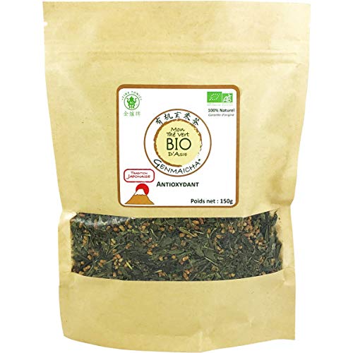 *** BIO *** Bio Genmaicha Grüntee 150g - Bio Sencha Grüntee mit gegrilltem Reis - Japanische Tradition - Wiederverschließbarer Kraftbeutel - AB-zertifiziert von Ecocert - GENMAICHA150G von LNEE