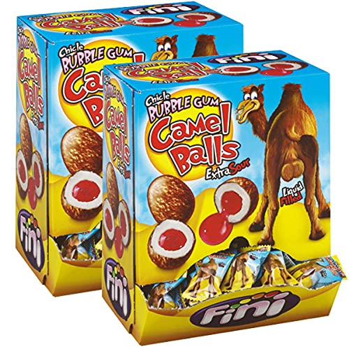 Fini Bubble Gum Camel Balls 200 Stück - Extra sauer und Glutenfrei (2er Pack) von Fini