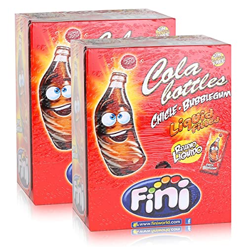 Tri Fini Cola Bottles Bubblegum Kaugummis 200 Stück in der Box (2er Pack) von Fini