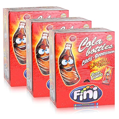 Tri Fini Cola Bottles Bubblegum Kaugummis 200 Stück in der Box (3er Pack) von Fini