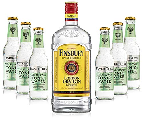 Gin Tonic Set - Finsbury London Dry Gin 0,7l 700ml (37,5% Vol) + 6x Fever Tree Elderflower Tonic Water 200ml - Inkl. Pfand MEHRWEG von Finsbury-Finsbury