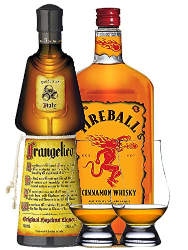 Fireball 0,7 Liter + Frangelico 0,7 Liter + 2 Glencairn Gläser von Fireball + Frangelico + 2 Glencairn Gläser