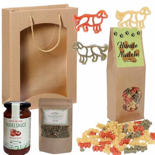 Feinkost-Set * HUNDE * mit Nudeln in Hundeform, Sauce, Gewürze // Geschenkset für Hundefreunde von Firlefantastisch Der Partyshop