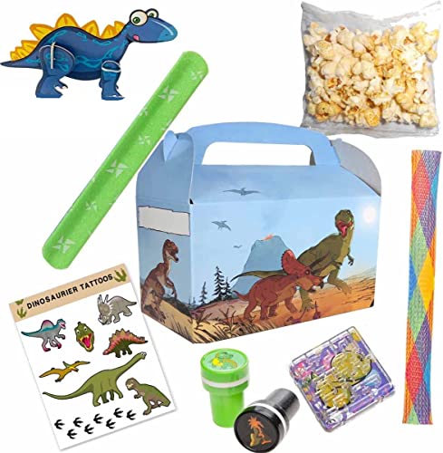 Gefüllte Wundertütenbox Dinosaurier 8-tlg // Mitgebsel Dinosaurier // Wundertüte Jungen von Firlefantastisch Der Partyshop