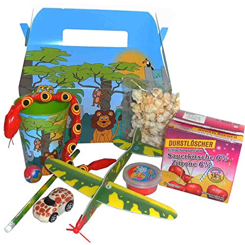 Gefüllte Wundertütenbox Dschungel deluxe 10-teilig // Mitgebsel * Dschungel * // Wundertüte Kinder von Firlefantastisch Der Partyshop