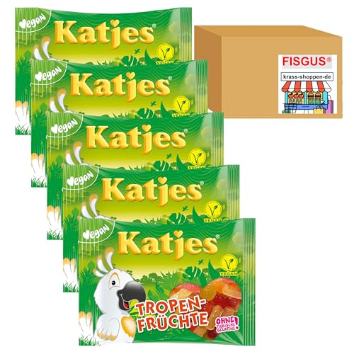 Ein Angebot, zusammengestellt von FISGUS® by krass-shoppen-de - 5 x 175g Katjes Tropen Früchte = 0,875 KG veganer Kauspaß von FisGus