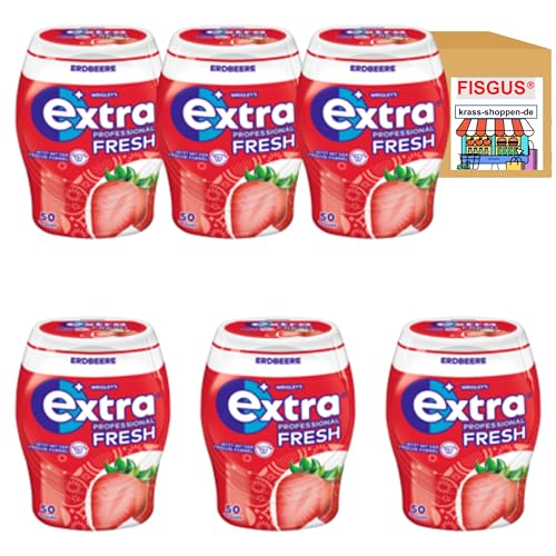 Extra Professional Fresh Erdbeere Kaugummi Dragees - 6 Dosen à 70 g - Zusammengestellt von FISGUS® by krass-shoppen-de von FisGus