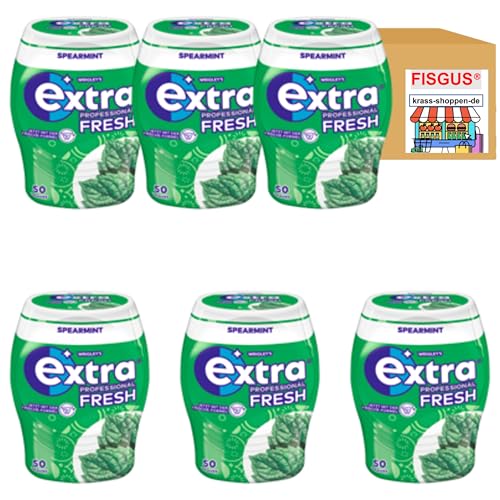 Extra Professional Fresh Spearmint Kaugummidragees, 6 x 70 g Dosen von FisGus