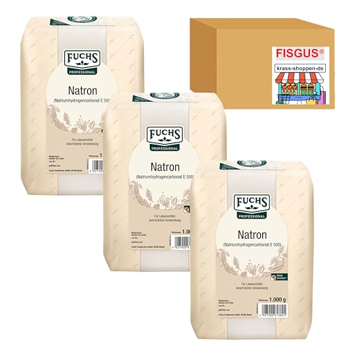 Fuchs Professional Natron Pulver, 3 x 1 kg Beutel, Backtriebmittel, Spülmittel, Geruchsneutralisierer, Abflussreiniger von FisGus