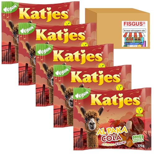 Katjes Al Paka Cola & Zitrone & Kirschgeschmack - vegan - 5 x 175g Tüten - Zusammengestellt von FISGUS® by krass-shoppen-de von FisGus