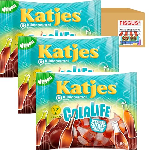 Katjes Colalife Vegane Fruchtgummis mit weniger Zucker, 3 x 160g Tüten - Zusammengestellt von krass-shoppen-de von FisGus