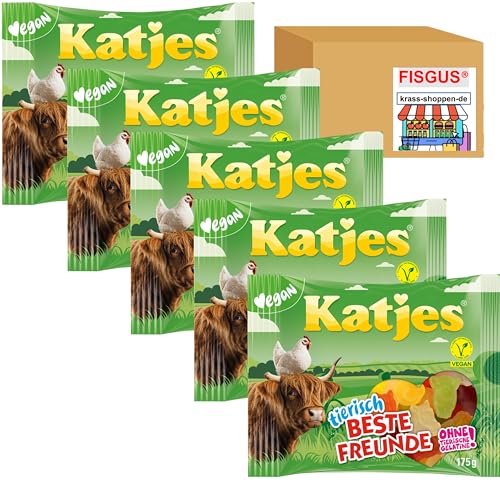 Katjes tierisch beste Freunde, vegane Fruchtgummis, 5 Packungen à 175 g von FisGus