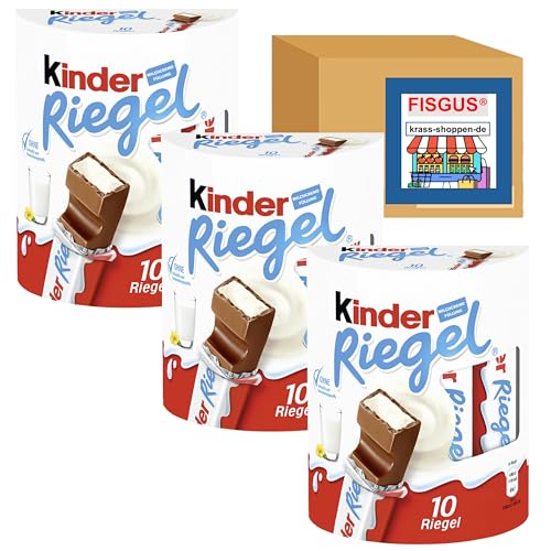 Kinder Riegel, 3 Packungen mit je 10 Riegeln, Milchschokolade mit Milchcremefüllung - Ein Angebot von FISGUS® by krass-shoppen-de von FisGus