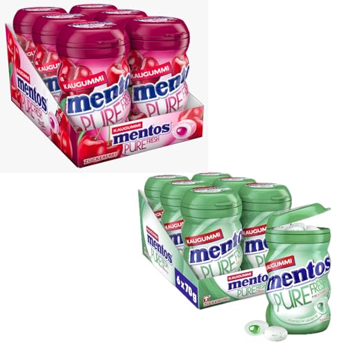 Mentos Pure Fresh Kirsche 6 Dosen a' 67,9g + Mentois Pure Fresh Spearmint 6 Dosen a' 70g - 2 neue Sorten - Zusammengestellt von FISGUS® by krass-.shoppen-de von FisGus