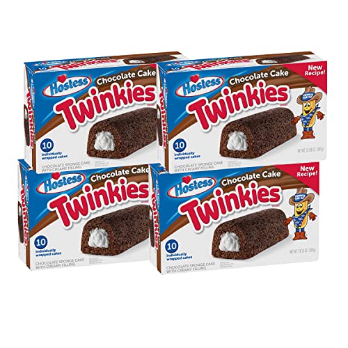 4 x Hostess Twinkies Chocolate Cake | 4 Packungen Twinkies Schokolade a 385g | Pro Packung 10 Küchlein | Vorteilspack von Fisher's Sweet Shop