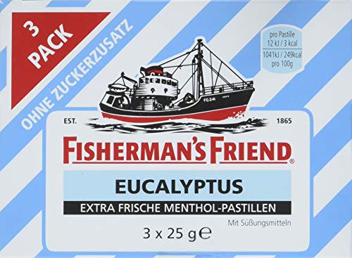 Fisherman's Friend Eucalyptus, 14er Multipack mit je 3 Beuteln, Menthol und Eukalyptus Geschmack, zuckerfrei, Bonbons für frischen Atem, 14 x 75g von Fisherman's Friend