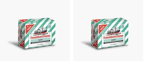 Fisherman's Friend Mint, 3er Vorratsbox, Pfefferminze und Menthol Geschmack, zuckerfrei & vegan, Bonbons für frischen Atem, 3 x 25g (Packung mit 2) von Fisherman's Friend