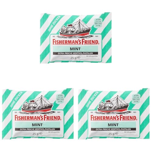 Fisherman's Friend Mint ohne Zucker, 25g (Packung mit 3) von Fisherman's Friend