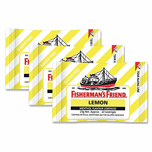 Fisherman's Friend Zuckerfreier Munderfrischer, erfrischende und fruchtige Lutschtabletten, Zitrone, 25 g (3 Stück) von Fisherman's Friend