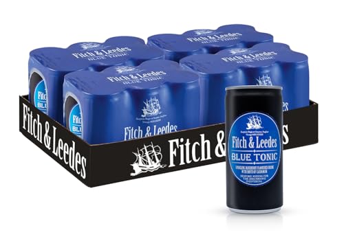 Fitch & Leedes Blue Tonic Water Blueberry (24x200ml) aus Südafrika Toller Begleiter zum Gin [würzig, spritzig, elegant] (Einweg Dosen Preis incl. 6,00 € / 24 x 0,25€ DPG Einwegpfand) von Fitch & Leedes