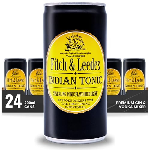 Fitch & Leedes Indian Tonic Water (24x200ml) / Erfrischendes Tonic Water / Südafrika / Toll zum Gin [würzig, spritzig, elegant] (Einweg Dosen Preis incl. 6,00 € / 24 x 0,25€ DPG Einwegpfand von Fitch & Leedes