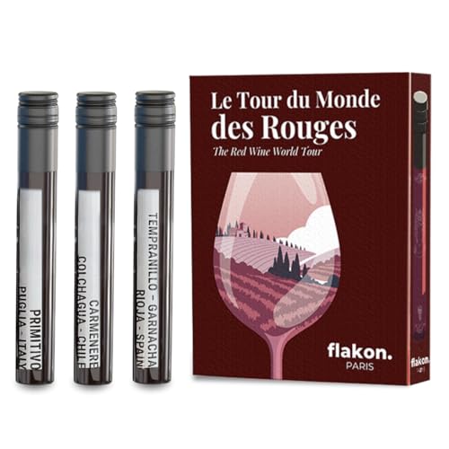 Flakon Tour du Monde des Rouges – Wein-Set – Das ideale Geschenk für Liebhaber großartiger Weine | 3 außergewöhnliche Rotweine | Perfekt für ein unvergessliches Weinerlebnis von Flakon