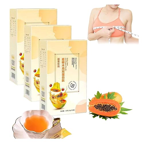 Kudzu Papaya-Doppelprotein-Peptid, feste Getränke, Papaya-Extrakt, Brustlifting-Tee für flache Brust, fördert Bruststraffung, beste Größe, Brustpflege, Formung und Schönheitstee (3er-Pack) von Fledimo