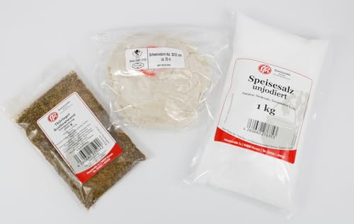 Thüringer Rostbratwurst Set zur Herstellung von Thüringer Rostbratwurst, 25m Schweinedarm als Naturdarm plus 1kg Speisesalz unjodiert plus 100g Efri.de Rostbratwurst Gewürzmischung (Kaliber 30/32) von Fleischer- & Restaurantbedarf Kühren