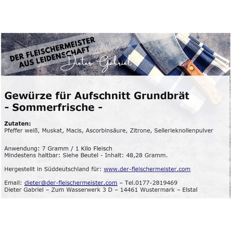 Gew?rzmischung Aufschnitt Grundbr?t - Sommerfrische von Fleischermeister aus Leidenschaft