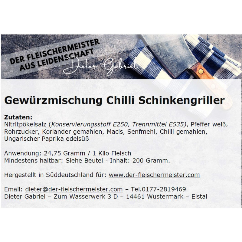 Gew?rzmischung Chilli Schinkengriller von Fleischermeister aus Leidenschaft