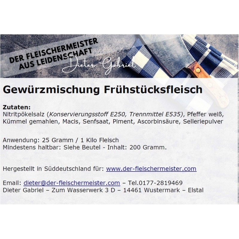 Gew?rzmischung Fr?hst?cksfleisch von Fleischermeister aus Leidenschaft