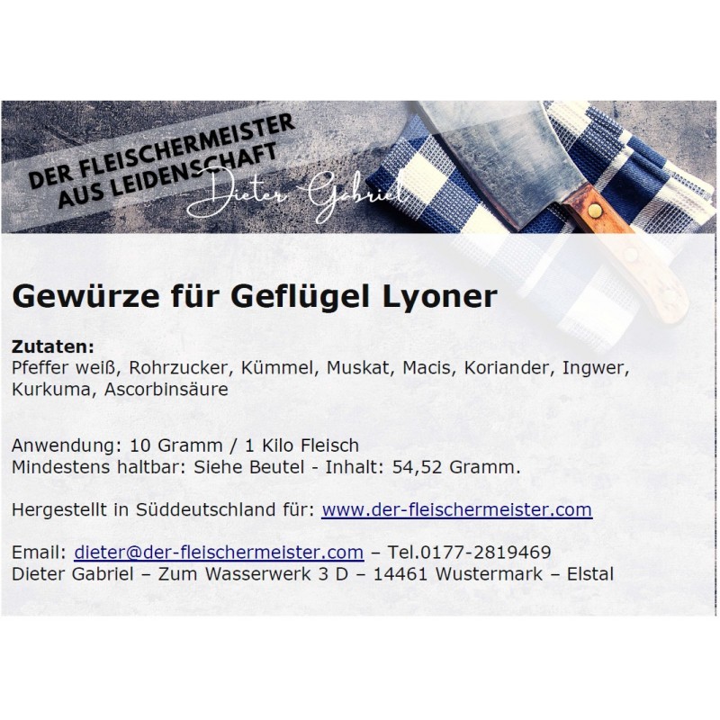 Gew?rzmischung Gefl?gel Lyoner von Fleischermeister aus Leidenschaft