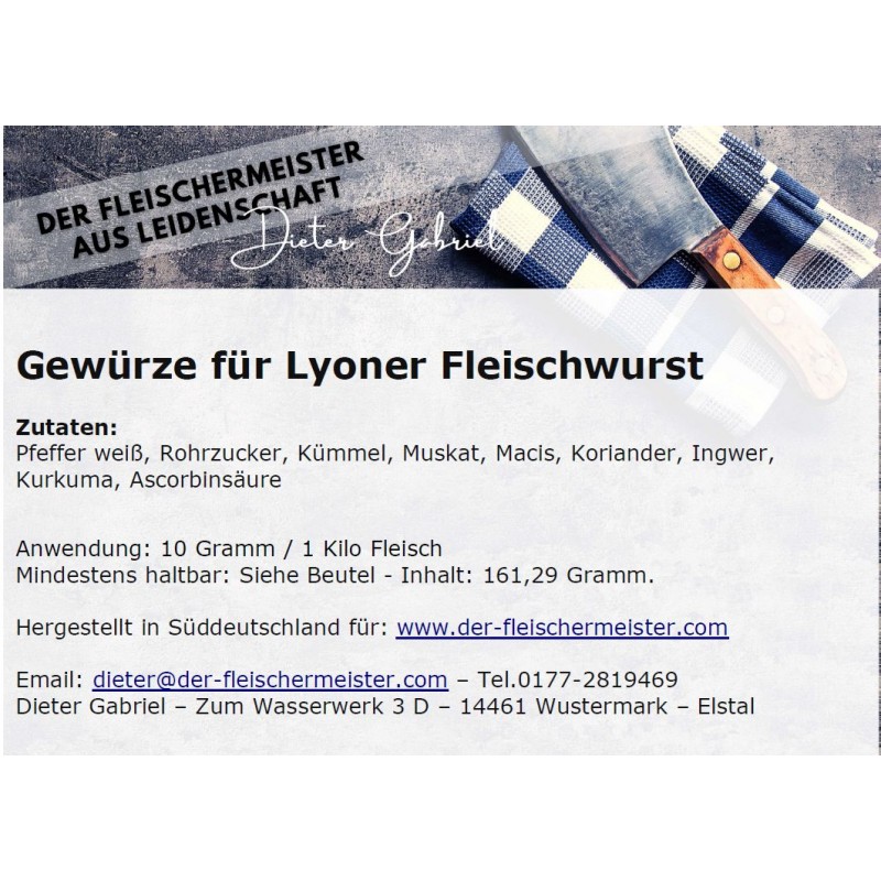 Gew?rzmischung Lyoner Fleischwurst von Fleischermeister aus Leidenschaft