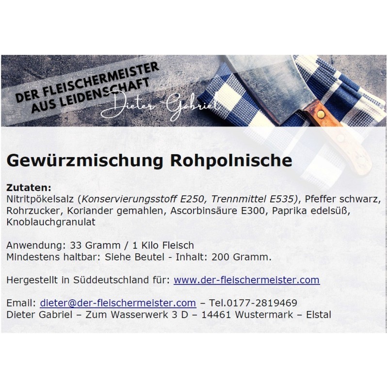 Gew?rzmischung Rohpolnische vom Fleischer aus Leidenschaft von Fleischermeister aus Leidenschaft