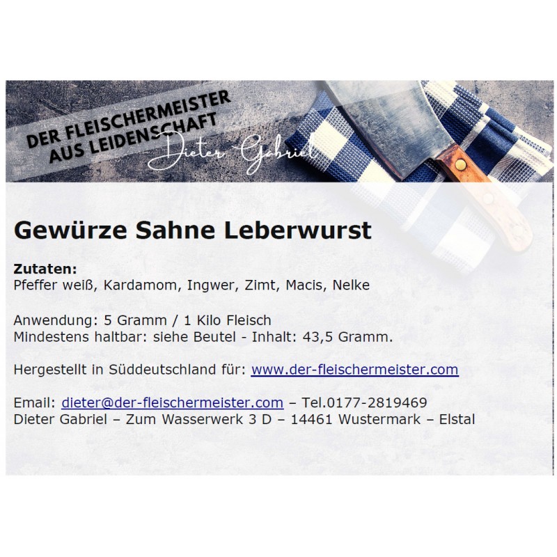 Gew?rzmischung Sahne Leberwurst von Fleischermeister aus Leidenschaft