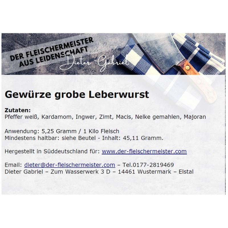 Gew?rzmischung grobe Leberwurst von Fleischermeister aus Leidenschaft