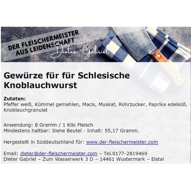 Gew?rzmischung schlesische Knoblauchwurst von Fleischermeister aus Leidenschaft