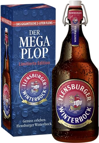 Flensburger Winterbock Mega Plop, Bier Flasche Einweg (1 X 2.0 L) Karton, Geschenkkarton, Biergeschenk von Flensburger