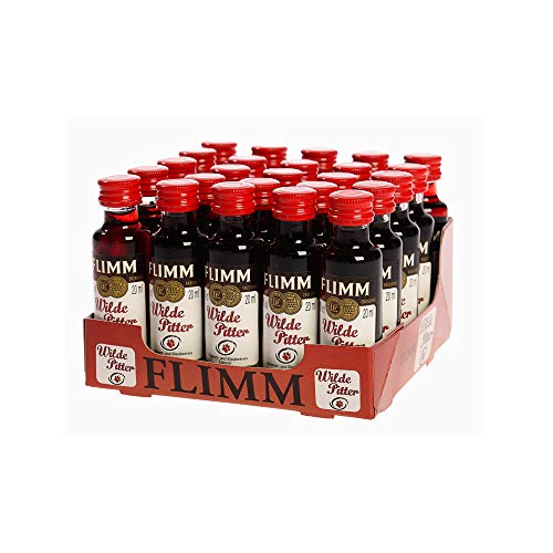 Wilde Pitter Flimm Schwarz-und Blaubeeren Liquer 18% Vol. - 25 Minifläschen á 0,02 l von Flimm