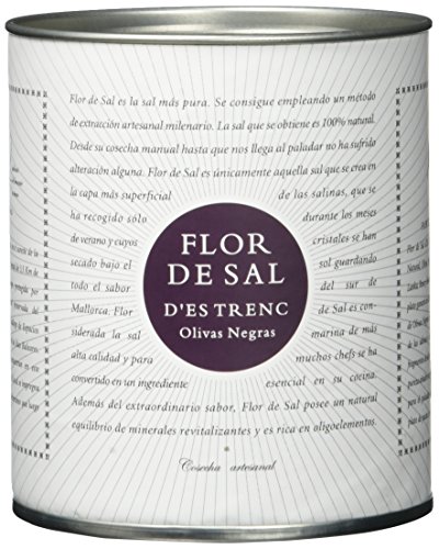 Gusto Mundial Flor de Sal d’Es Trenc Olivas Negras Salz 150g | unbehandeltes, naturbelassenes Meersalz aus Mallorca | Mit Griechischen Calamata Oliven von Flor de Sal