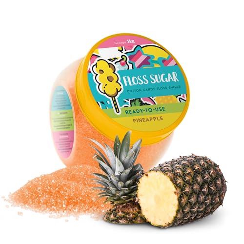 Floss Suger-Zuckerwatte (10 natürliche Geschmacksrichtungen und Farben) / Set 1kg: Ananas/Ananas/Apfel/Kirsche/Zitrone/Bubble Gume/Cola/Himbeere/Zuckermaschinenzuc von Floss Sugar