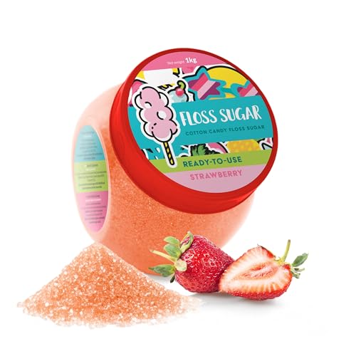 Floss Suger-Zuckerwatte (10 natürliche Geschmacksrichtungen und Farben) / Set 1kg: Erdbeere/Ananas/Apfel/Kirsche/Zitrone/Bubble Gume/Cola/Himbeere/Zuckermaschinenzuc von Floss Sugar