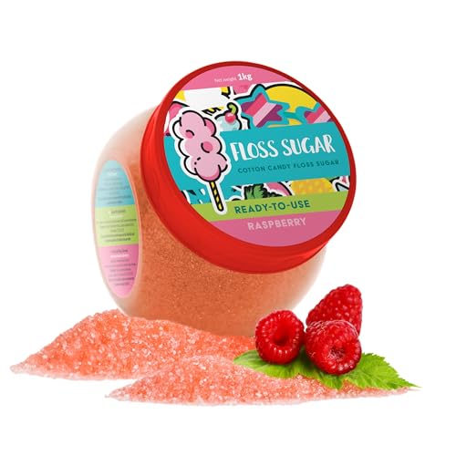 Floss Suger-Zuckerwatte (10 natürliche Geschmacksrichtungen und Farben) / Set 1kg: Himbeere/Ananas/Apfel/Kirsche/Zitrone/Bubble Gume/Cola/Himbeere/Zuckermaschinenzuc von Floss Sugar