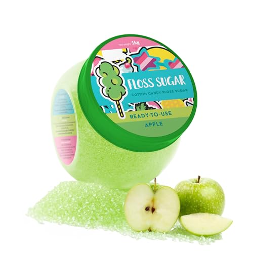 Floss Suger-Zuckerwatte Zucker (10 natürliche Geschmacksrichtungen und Farben) / Set 1kg:Apfel/Piña Colada/Kirsche/Zitrone/Bubble Gume/Cola/Himbeere/Zuckermaschinenzuc… von Floss Sugar