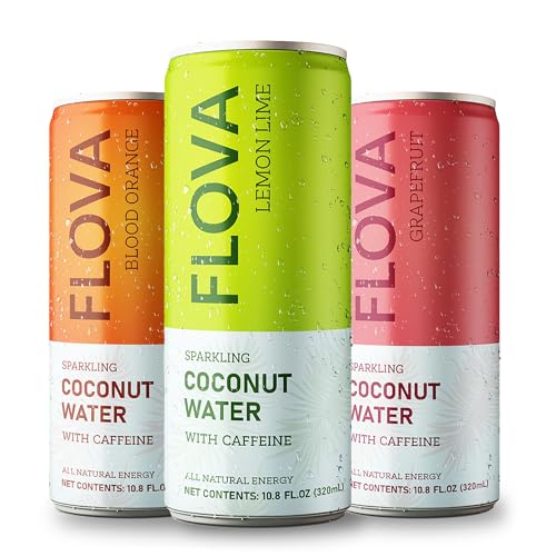 Flova Energy Drink – 142 mg Koffein, ganz natürlich, vollgepackt mit Elektrolyten und Antioxidantien aus Kokoswasser, sortierte Packung mit 12 Dosen von Flova