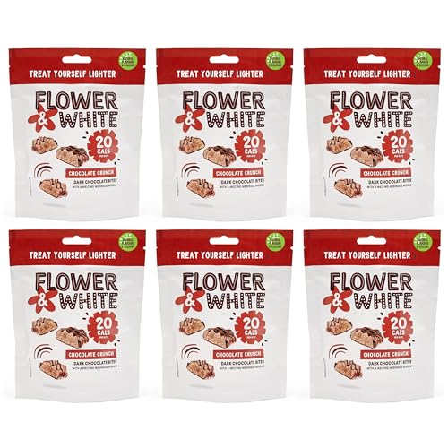 Flower & White - Chocolate Crunch Bites – 6 Stück – unter 100 Kalorien, hergestellt zum Teilen, glutenfrei, vegetarisch von Flower & White