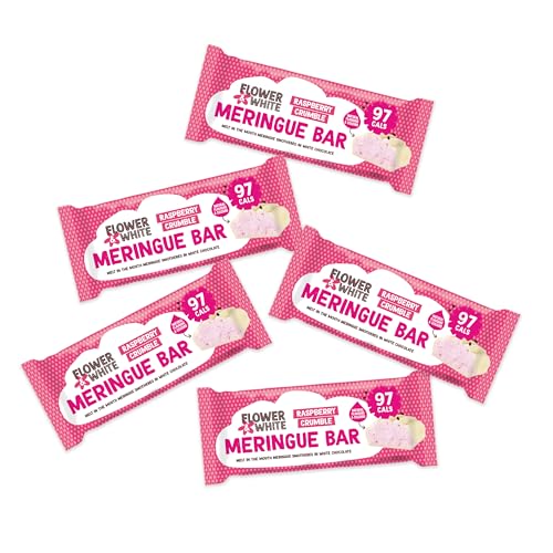 Flower & White Raspberry Crumble Meringue Bar 95 Kalorien pro Riegel Have On The Go Kalorienarm Vegetarisch & Glutenfrei Fair Trade & 100% plastikfrei Ohne Zusätze oder Nasties 12 x 20 g von Flower & White