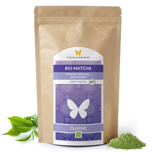 100g BIO Matcha CLASSIC aus 100% Bio Grüner Tee, Ohne Zusätze, nach traditioneller Art in Steinmühlen gemahlen, Matcha Pulver von Flügelschwinger