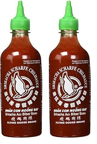 FLYING GOOSE Sriracha Chilisauce, das Original, scharf, grüne Kappe, scharfe Würzsauce aus Thailand, 455ml (Packung mit 2) von Flying Goose