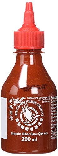 FLYING GOOSE Sriracha sehr scharfe Chilisauce - sehr scharf, rote Kappe, Würzsauce aus Thailand, 3er Pack (3 x 200 ml) von Flying Goose